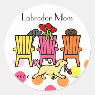 Sticker Rond Labrador Mom at Pool