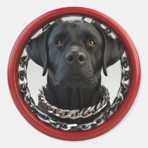 Sticker Rond Labrador noir drôle