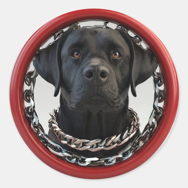 Sticker Rond Labrador noir drôle (Devant)