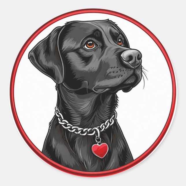 Sticker Rond Labrador noir drôle (Devant)