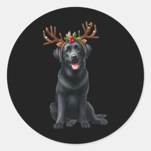 Sticker Rond Labrador Reindeer Noël Noël Noël Noël