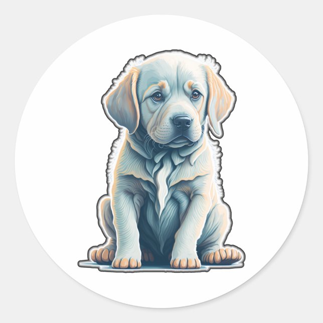 Sticker Rond Labrador Retriever Calme Puppy (Devant)