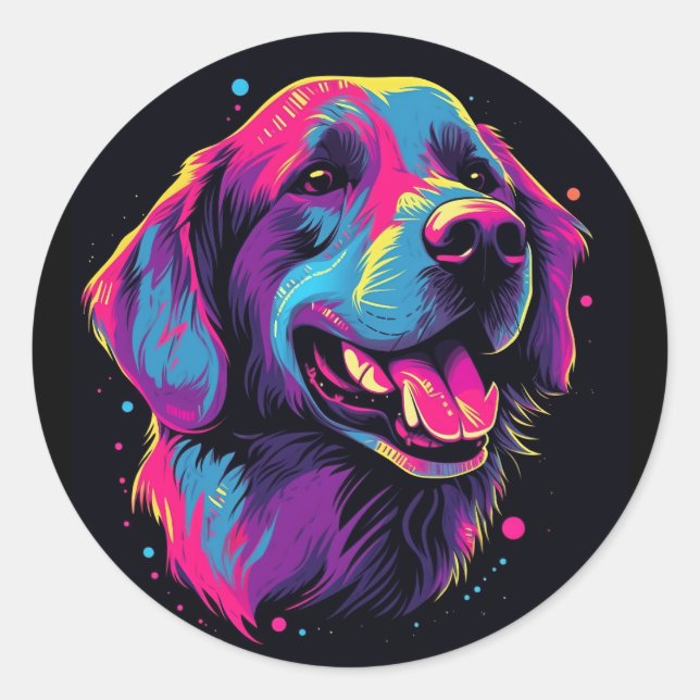 Sticker Rond Labrador Retriever Chien (Devant)