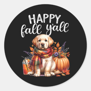 Sticker Rond Labrador Retriever Chien Citrouille Spice Happy Fa