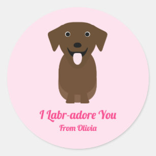 Sticker Rond Labrador Retriever Chien Saint-Valentin