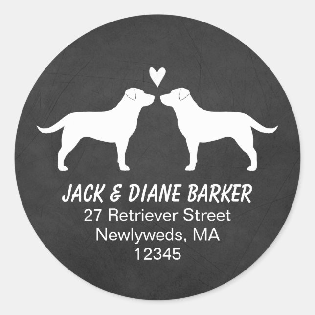 Sticker Rond Labrador Retriever Chien Silhouettes Adresse de re (Devant)