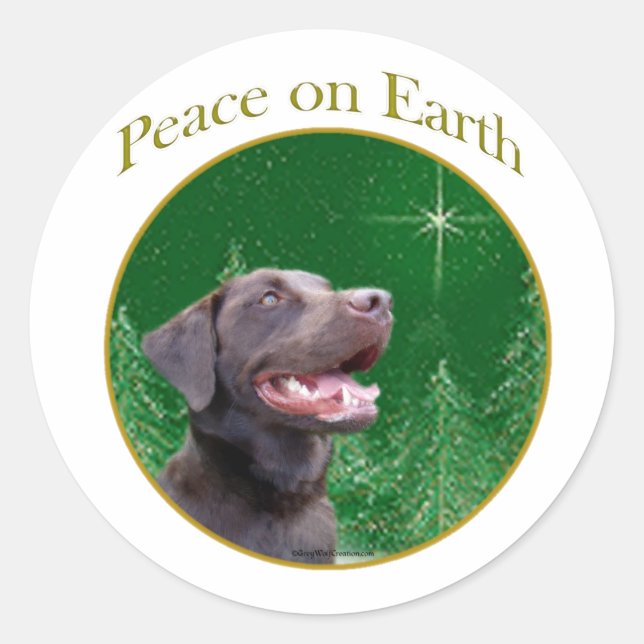 Sticker Rond Labrador Retriever (choc) Peace (Devant)
