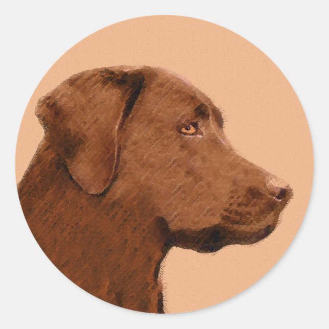 Sticker Rond Labrador Retriever (Chocolat) Peinture - Chien Art (Devant)