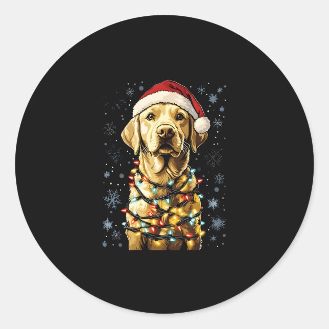 Sticker Rond Labrador Retriever Dogs Tree Christmas Sweater Xma (Devant)