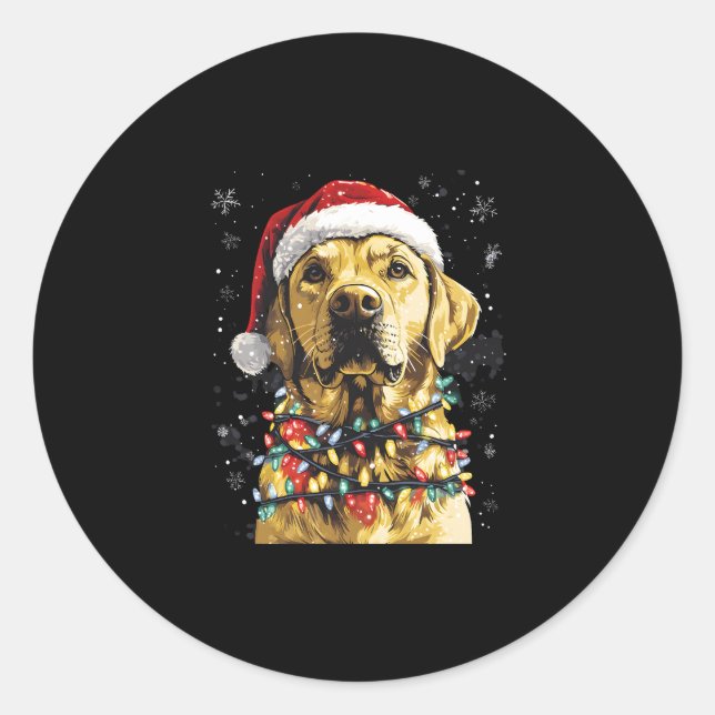 Sticker Rond Labrador Retriever Dogs Tree Christmas Sweater Xma (Devant)