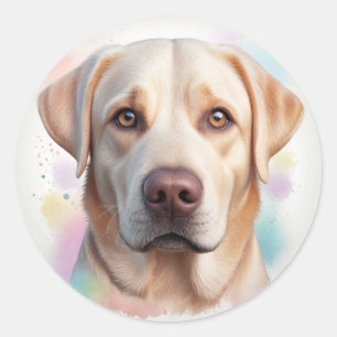 Sticker Rond Labrador Retriever Magical Whimsical Art
