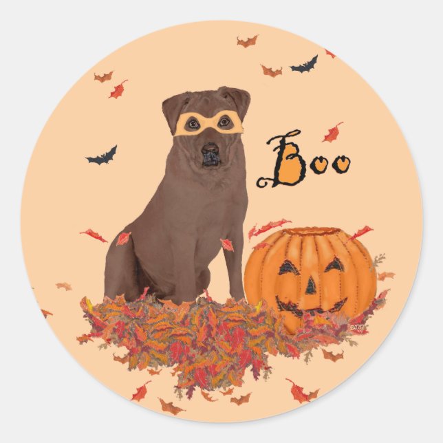 Sticker Rond Labrador Retriever marron Halloween (Devant)