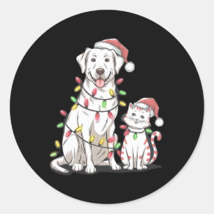 Sticker Rond Labrador Retriever Noël Festive Chien Amoureux des
