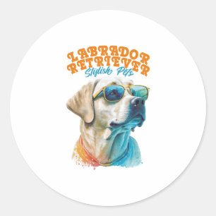 Sticker Rond Labrador Retriever Stylish Animaux