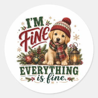 Sticker Rond Labrador Retriever Tout Va Bien Tout Va Bien