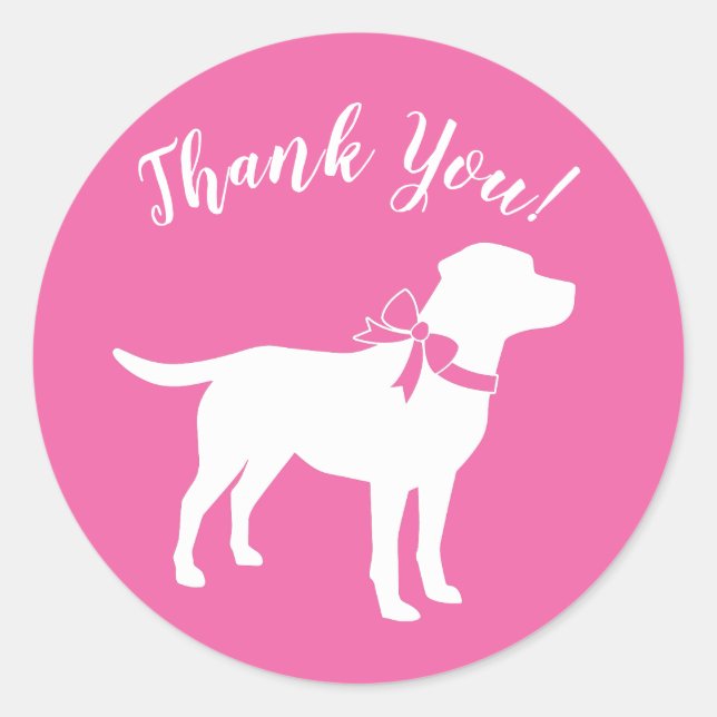 Sticker Rond Labrador Theme Chien Baby shower Pink Lab (Devant)