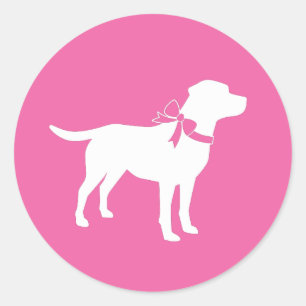 Sticker Rond Labrador Theme Chien Baby shower Pink Lab