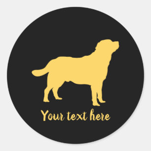 Sticker Rond Labrador Yellow Standing Lab Silhouette et texte