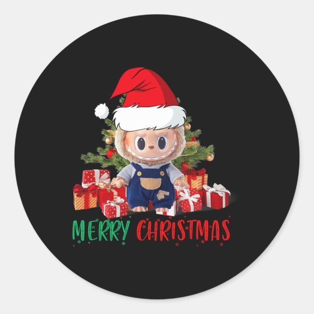 Sticker Rond Labubu Merry Christmas Labubu Lovers  (Devant)