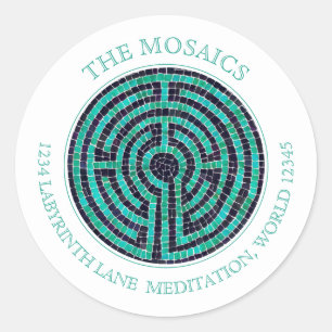 Sticker Rond LABYRINTH III Petits scellés d'adresse - Blanc