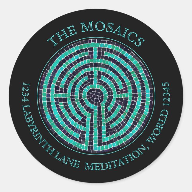 Sticker Rond LABYRINTH III - Sceau à petite adresse - Noir (Devant)