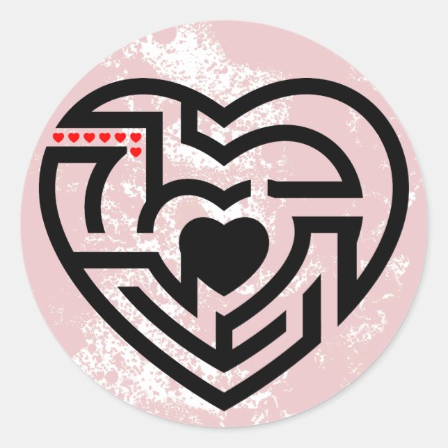 Sticker Rond labyrinthe d'amour (Devant)