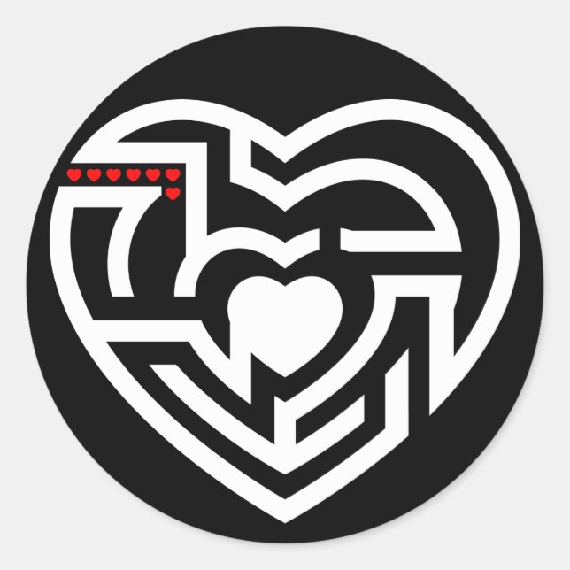 Sticker Rond labyrinthe d'amour (Devant)