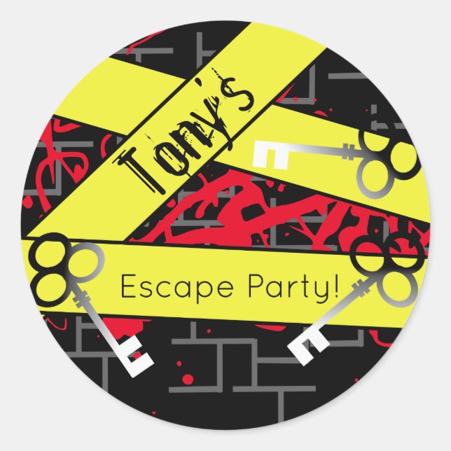 Sticker Rond Labyrinthe de clés de fête d'anniversaire Escape P (Devant)