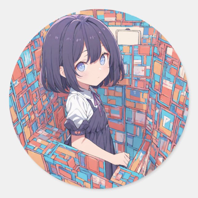 Sticker Rond Labyrinthe des couleurs (Devant)