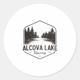 Sticker Rond Lac Alcova Wyoming Extérieur Vintage 3