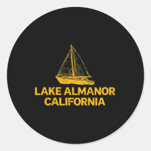 Sticker Rond Lac Almanor Californie Extérieur Vintage Avant Et