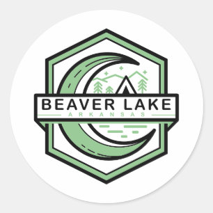 Sticker Rond lac beaver arkansas lune hexa