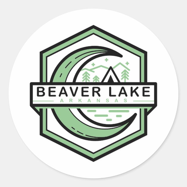 Sticker Rond lac beaver arkansas lune hexa (Devant)