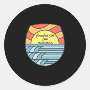 Sticker Rond Lac Branched Oak Nebraska Ne Coucher de soleil Vac