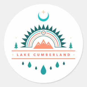 Sticker Rond lac cumberland kentucky boho lune arc-en-ciel