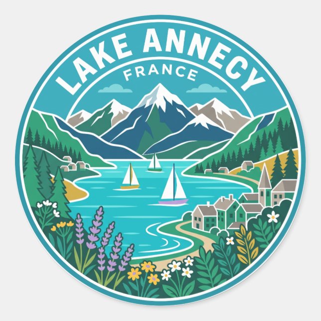 Sticker Rond Lac d'Annecy France (Devant)