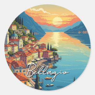 Sticker Rond Lac de Côme Bellagio Italie Coucher de soleil
