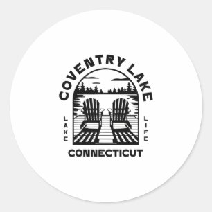 Sticker Rond Lac de Coventry Connecticut Plein air Vintage