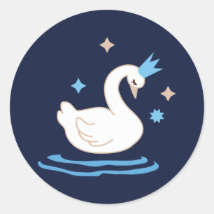Sticker Rond Lac Enchanted - Cygne gracieux