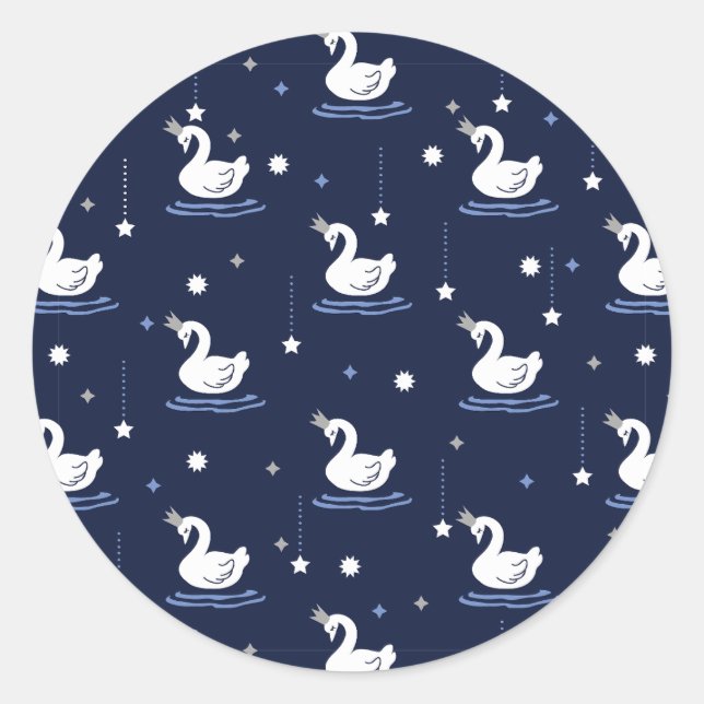Sticker Rond Lac Enchanted - Design Motif de cygne gracieux (Devant)