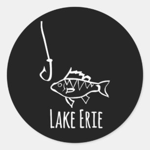 Sticker Rond Lac Érié Pennysylvania Pêche Hameçon Perche Tr