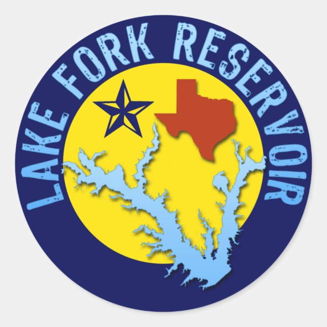 Sticker Rond Lac Fork Réservoir, Texas Bass Fishing (Devant)