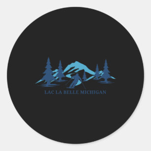 Sticker Rond Lac La Belle Michigan Station de ski Ski Skier