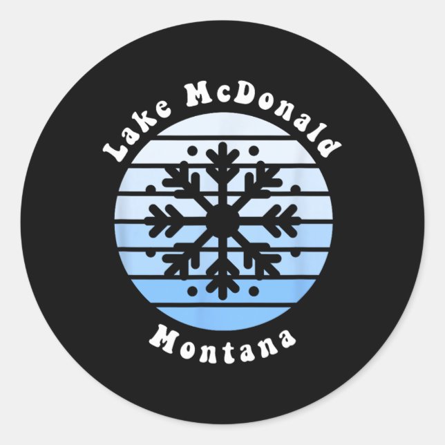 Sticker Rond Lac Mcdonald Montana Flacon de neige Noël hiver S (Devant)