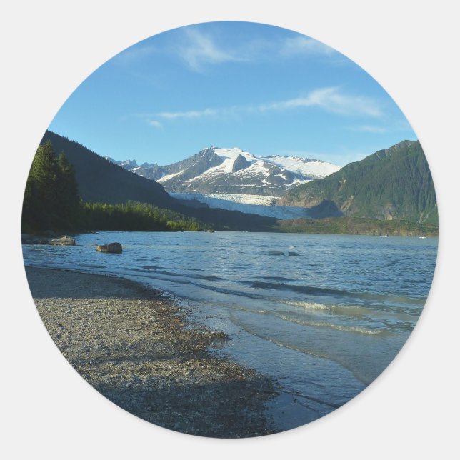 Sticker Rond Lac Mendenhall dans Juneau Paysage de l'Alaska (Devant)
