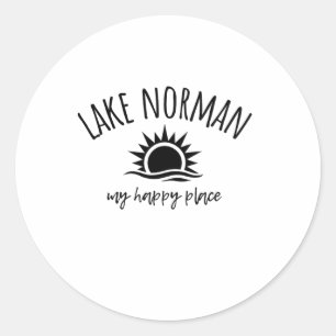 Sticker Rond Lac Norman Mon Endroit Heureux Nc Bateau Pêche Cam