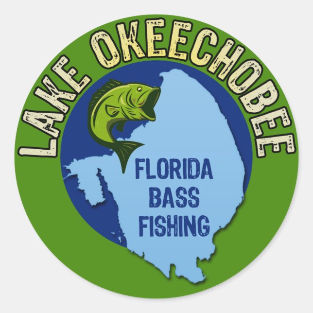 Sticker Rond Lac Okeechobee, Floride Bass Fishing (Devant)