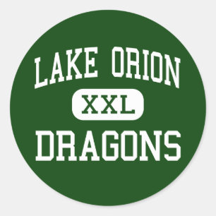 Sticker Rond Lac Orion - Dragons - Haut - Lac Orion Michigan