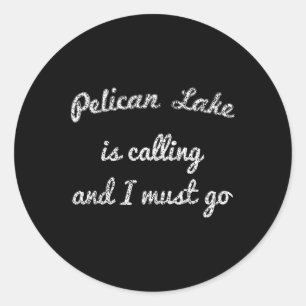 Sticker Rond Lac Pelican Minnesota Pêche Drôle Camping Été