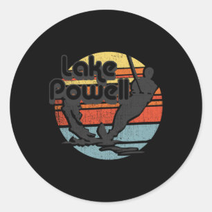 Sticker Rond Lac Powell Arizona Ski nautique Retro Gif Vintage